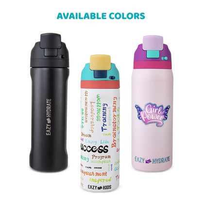 Eazy Kids Stainless Steel Water Bottle w/ Straw and Spout 710mL Success
