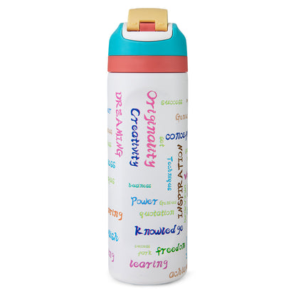 Eazy Kids Personalized Stainless Steel Water Bottle w/ Straw and Spout 710mL Success