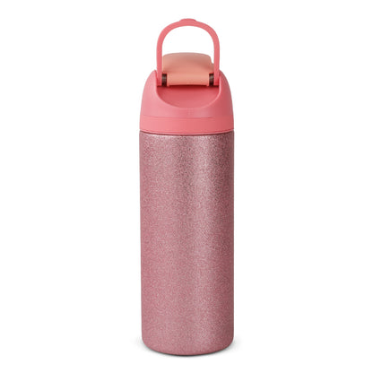 Eazy Kids Glitter Stainless Steel Water Bottle 720ml – Double Wall Insulated, Spout Lid, Leakproof - Pink
