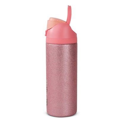 Eazy Kids Glitter Stainless Steel Water Bottle 720ml – Double Wall Insulated, Spout Lid, Leakproof - Pink
