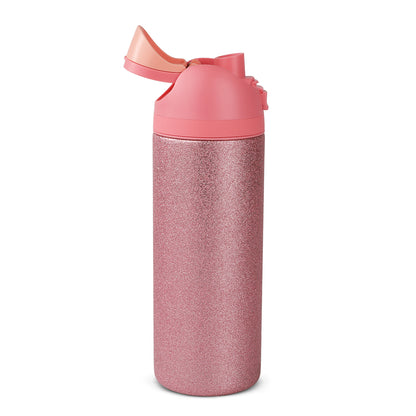Eazy Kids Glitter Stainless Steel Water Bottle 720ml – Double Wall Insulated, Spout Lid, Leakproof - Pink