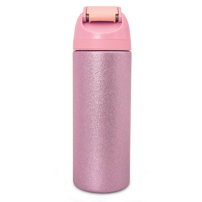 Eazy Kids Glitter Stainless Steel Water Bottle 720ml – Double Wall Insulated, Spout Lid, Leakproof - Pink
