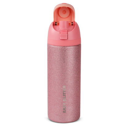 Eazy Kids Glitter Stainless Steel Water Bottle 720ml – Double Wall Insulated, Spout Lid, Leakproof - Pink