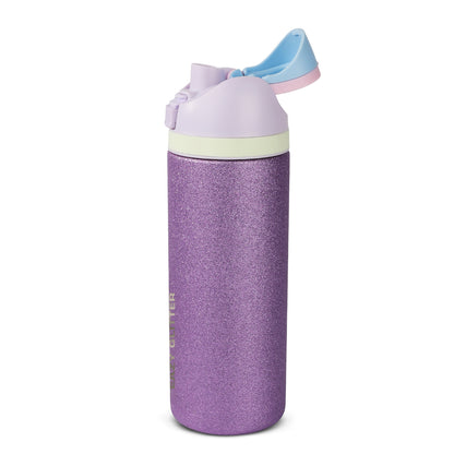 Eazy Kids Glitter Stainless Steel Water Bottle 720ml – Double Wall Insulated, Spout Lid, Leakproof - Purple