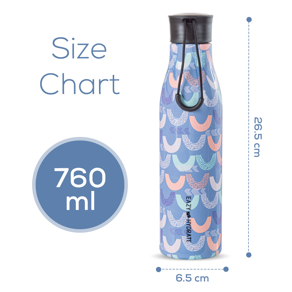 EAZY KIDS Steel Water Bottle, 760ml Half Moon