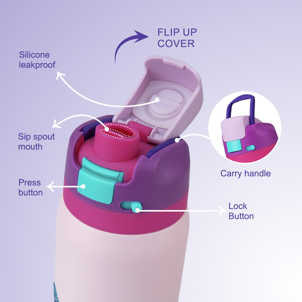 Eazy Kids Stainless Steel Water Bottle Bling w/ Straw and Spout 948 mL Girl Power Bling