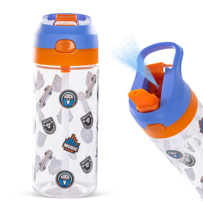 EAZY KIDS -Skater Tritan Water Bottle W/Spray 500ml - Blue