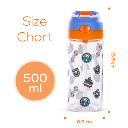 EAZY KIDS -Skater Tritan Water Bottle W/Spray 500ml - Blue
