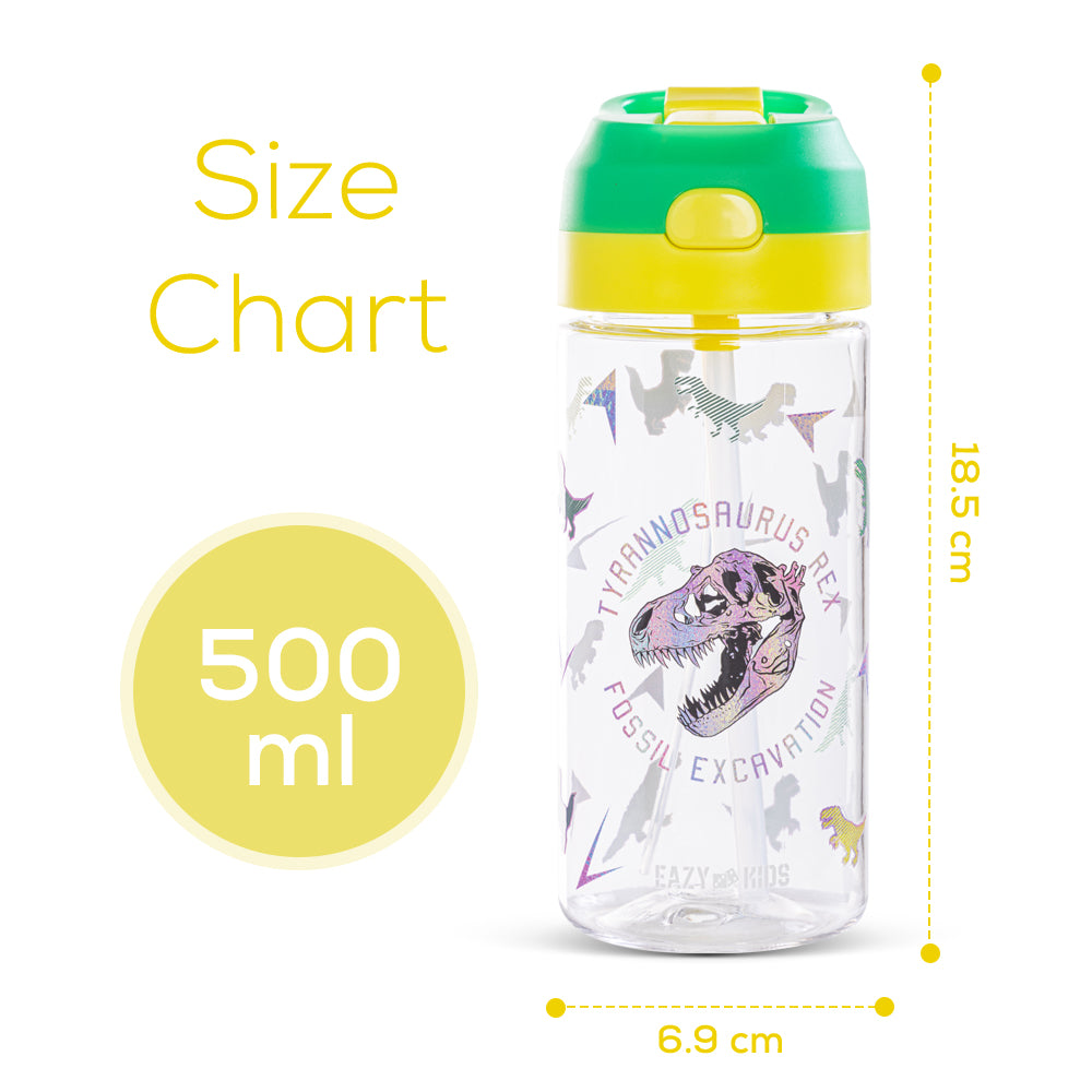 EAZY KIDS -Dinosaur Tritan Water Bottle W/Spray 500ml - Green