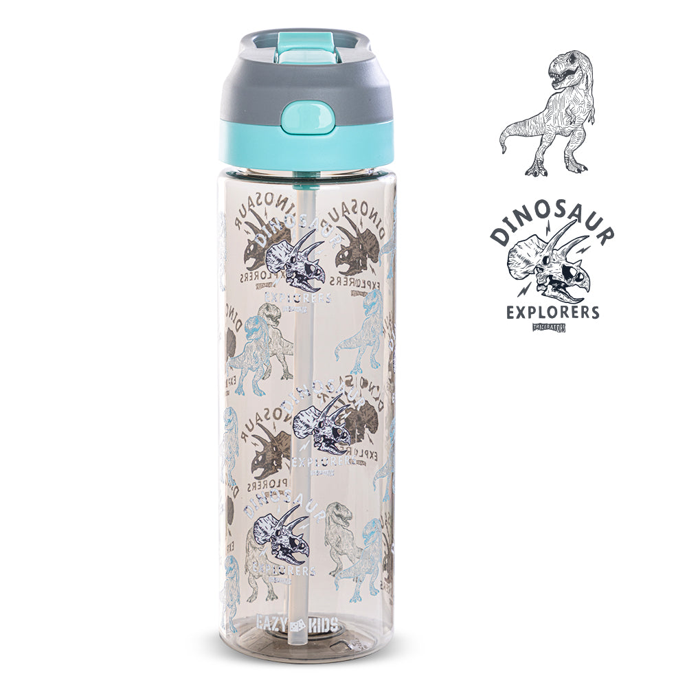 EAZY KIDS -Dinosaur Tritan Water Bottle W/Spray 750ml - Grey