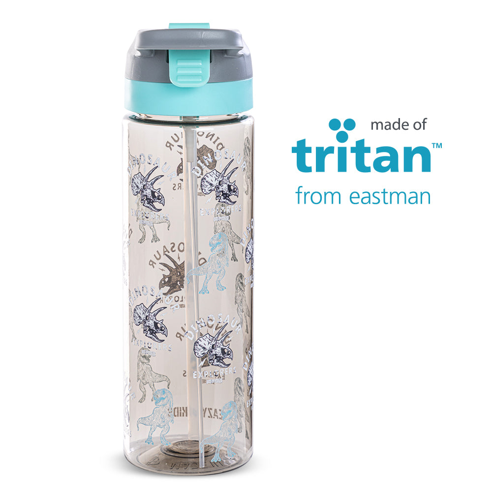 EAZY KIDS -Dinosaur Tritan Water Bottle W/Spray 750ml - Grey