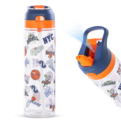 EAZY KIDS -Basket Ball Tritan Water Bottle W/Spray 750ml - Blue