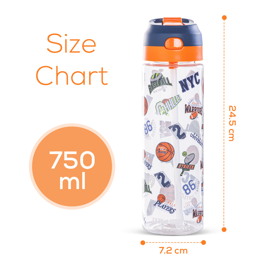 EAZY KIDS -Basket Ball Tritan Water Bottle W/Spray 750ml - Blue