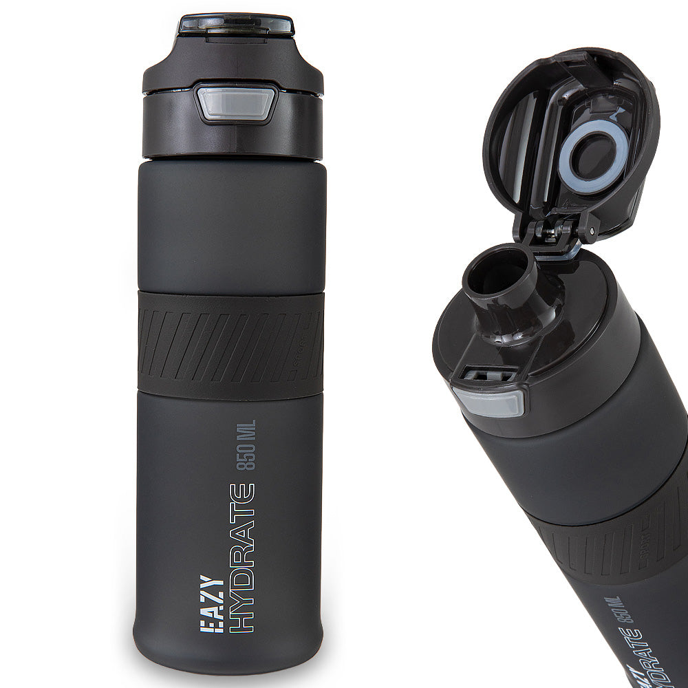 Eazy Kids Personalized Tritan Water Bottle 850ml with Spout Lid & Handle - Phantom Black