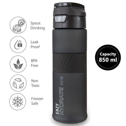 Eazy Kids Personalized Tritan Water Bottle 850ml with Spout Lid & Handle - Phantom Black