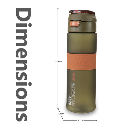 Eazy Kids Tritan Water Bottle 850ml with Spout Lid & Handle - Olive Green