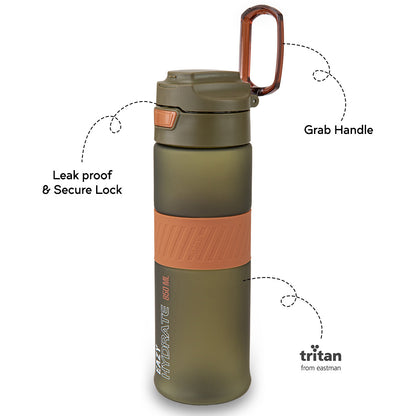 Eazy Kids Tritan Water Bottle 850ml with Spout Lid & Handle - Olive Green