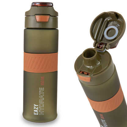 Eazy Kids Personalized Tritan Water Bottle 850ml with Spout Lid & Handle - Olive Green