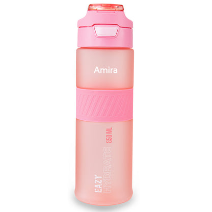 Eazy Kids Personalized Tritan Water Bottle 850ml with Spout Lid & Handle - Candy Coral