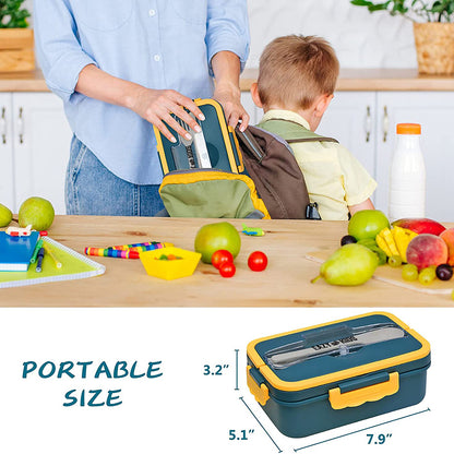 EAZY KIDS Wheat Straw Leakproof Eco - Friendly Bento Lunch Box - Blue (1500ml)