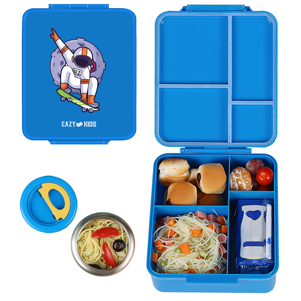 EAZY KIDS Bento Boxes wt Insulated Lunch Bag Combo - Baby Astronaut Blue