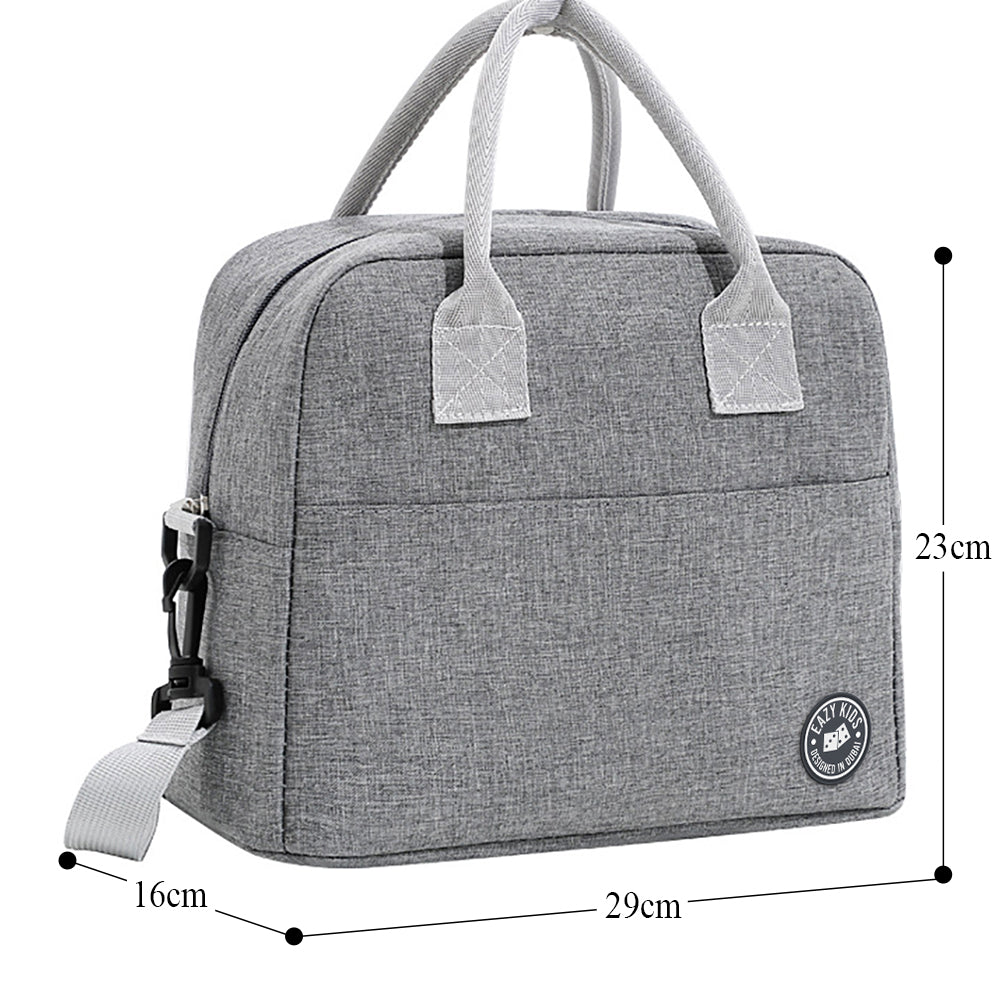 EAZY KIDS Bento Boxes wt Insulated Lunch Bag Combo - Love Riyadh Grey