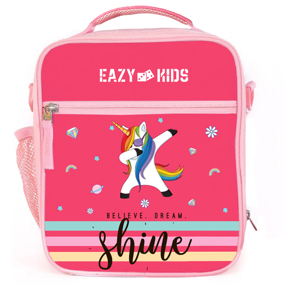 EAZY KIDS Bento Boxes wt Insulated Lunch Bag Combo - Unicorn Pink