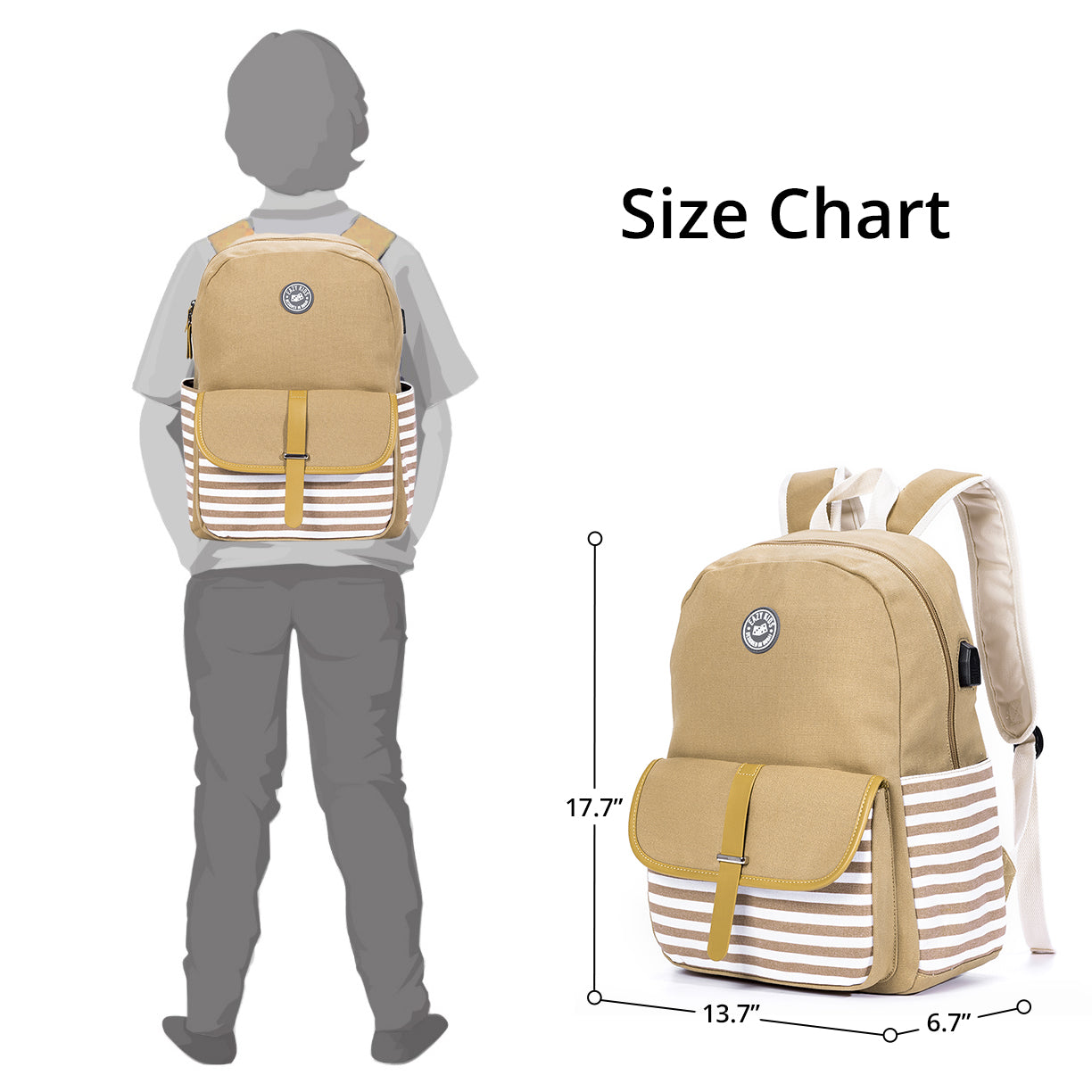 EAZY KIDS Classic School Bag - Ivory