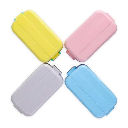 EAZY KIDS Double Decker tic - tac - toe Lunch Box w/Bento Compartment Splitter Sauce Box and Spoon - Blue (1200ml)