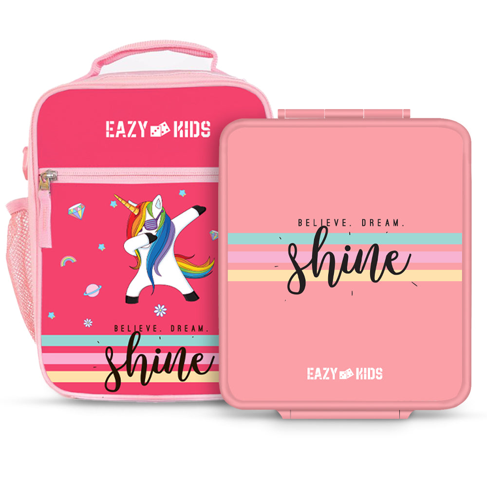 EAZY KIDS Jumbo Bento Lunch Box w/t Insulated Jar - Pink