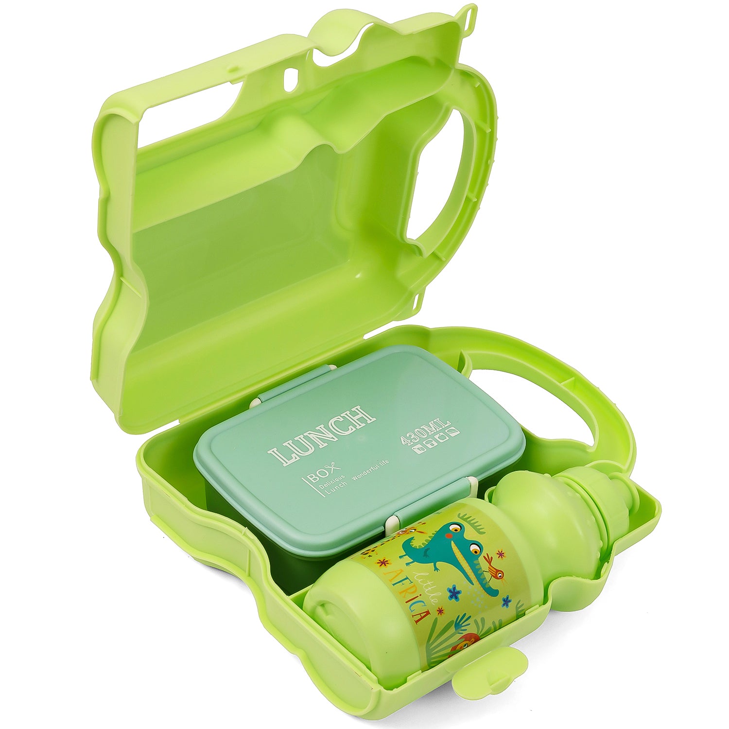 EAZY KIDS Lunch Box wt Bottle - Green