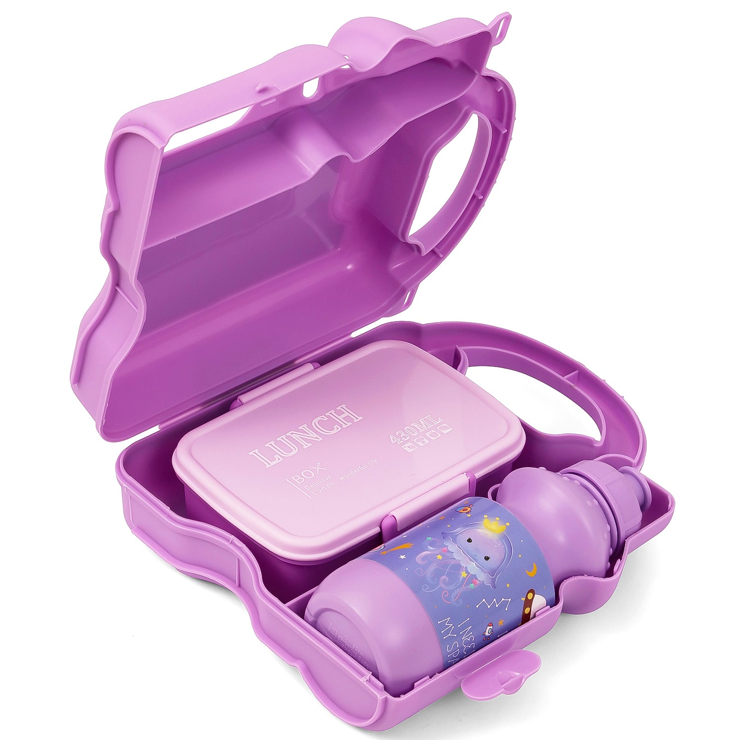 EAZY KIDS Lunch Box wt Bottle - Purple