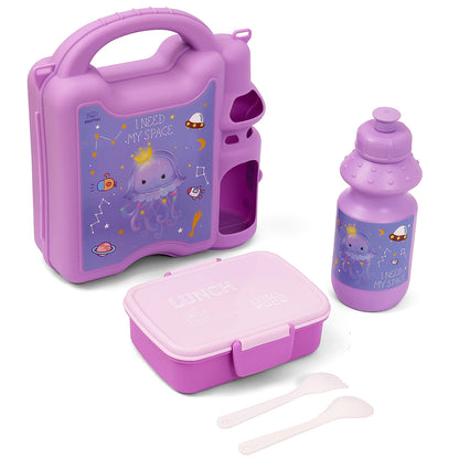 EAZY KIDS Lunch Box wt Bottle - Purple