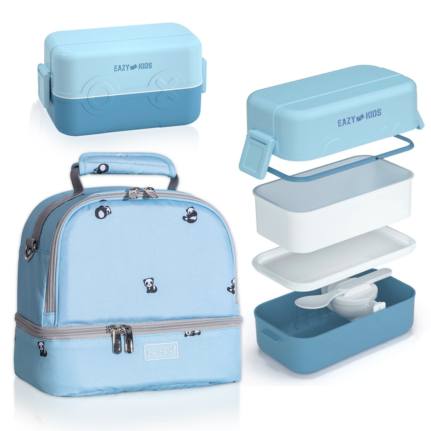 EAZY KIDS Lunch box and Lunch bag Set - Blue