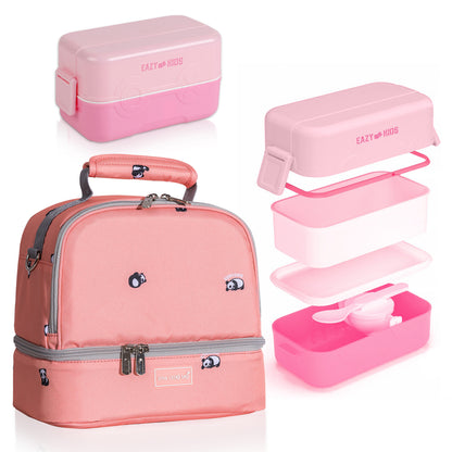 EAZY KIDS Lunch box and Lunch bag Set - Pink