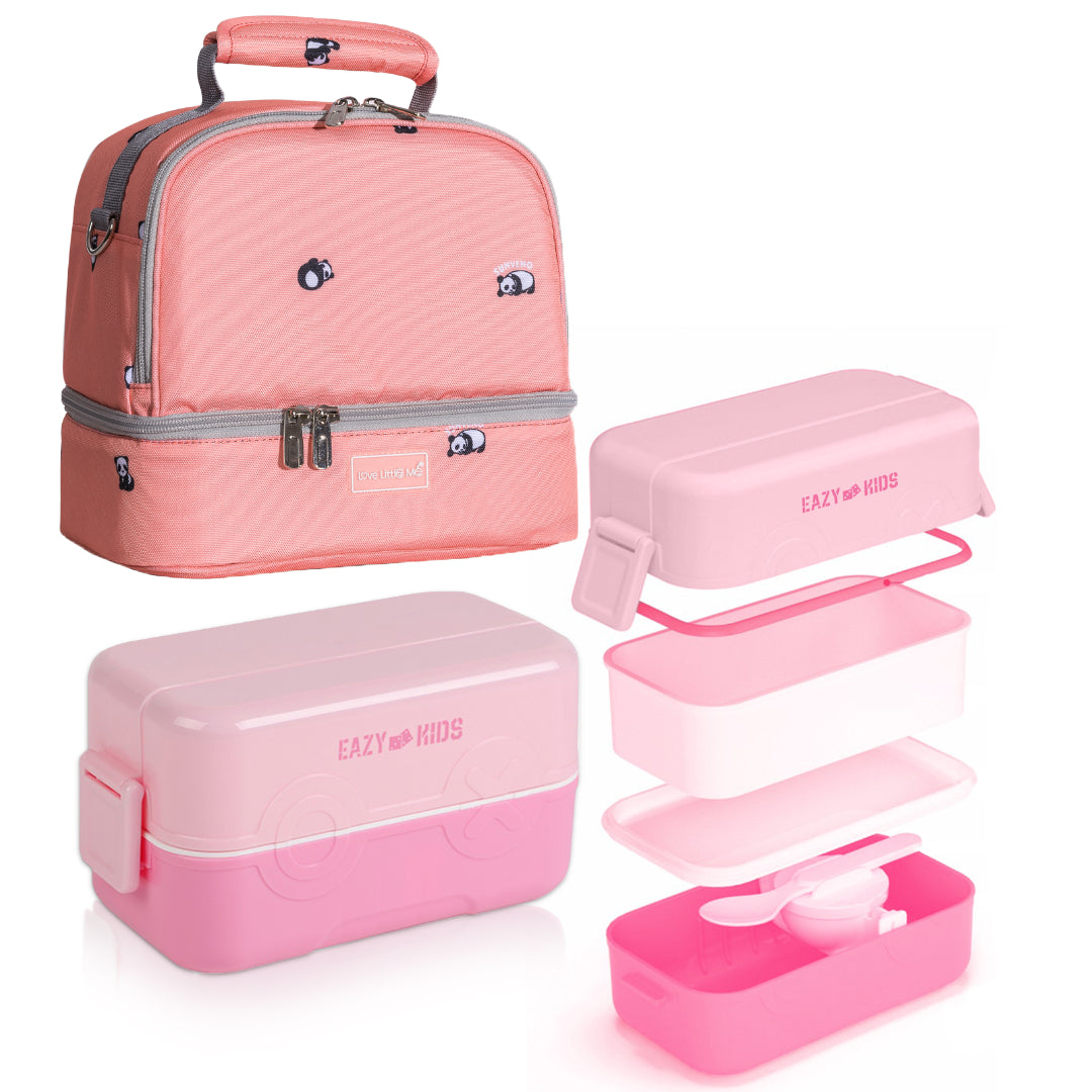 EAZY KIDS Lunch box and Lunch bag Set - Pink