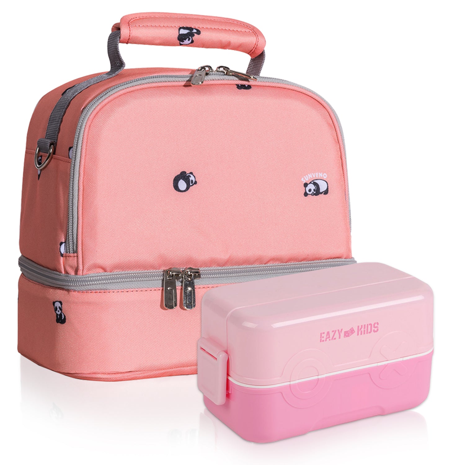 EAZY KIDS Lunch box and Lunch bag Set - Pink
