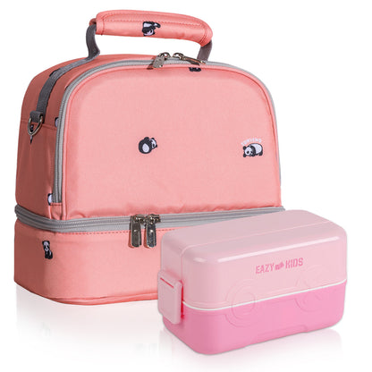 EAZY KIDS Lunch box and Lunch bag Set - Pink