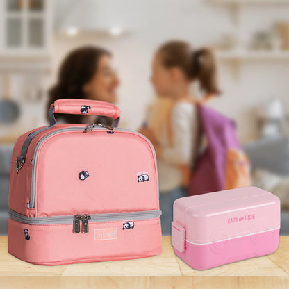 EAZY KIDS Lunch box and Lunch bag Set - Pink