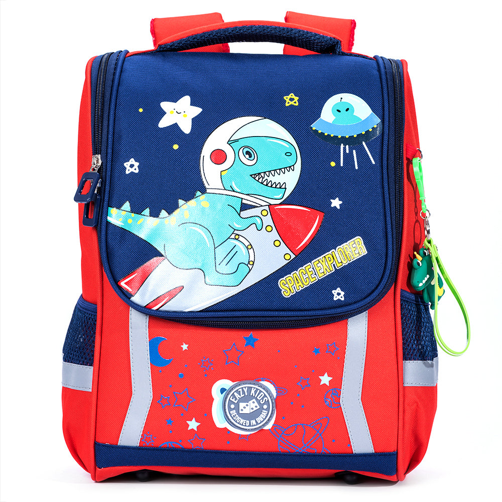 EAZY KIDS School Bag Dino in Space - Red