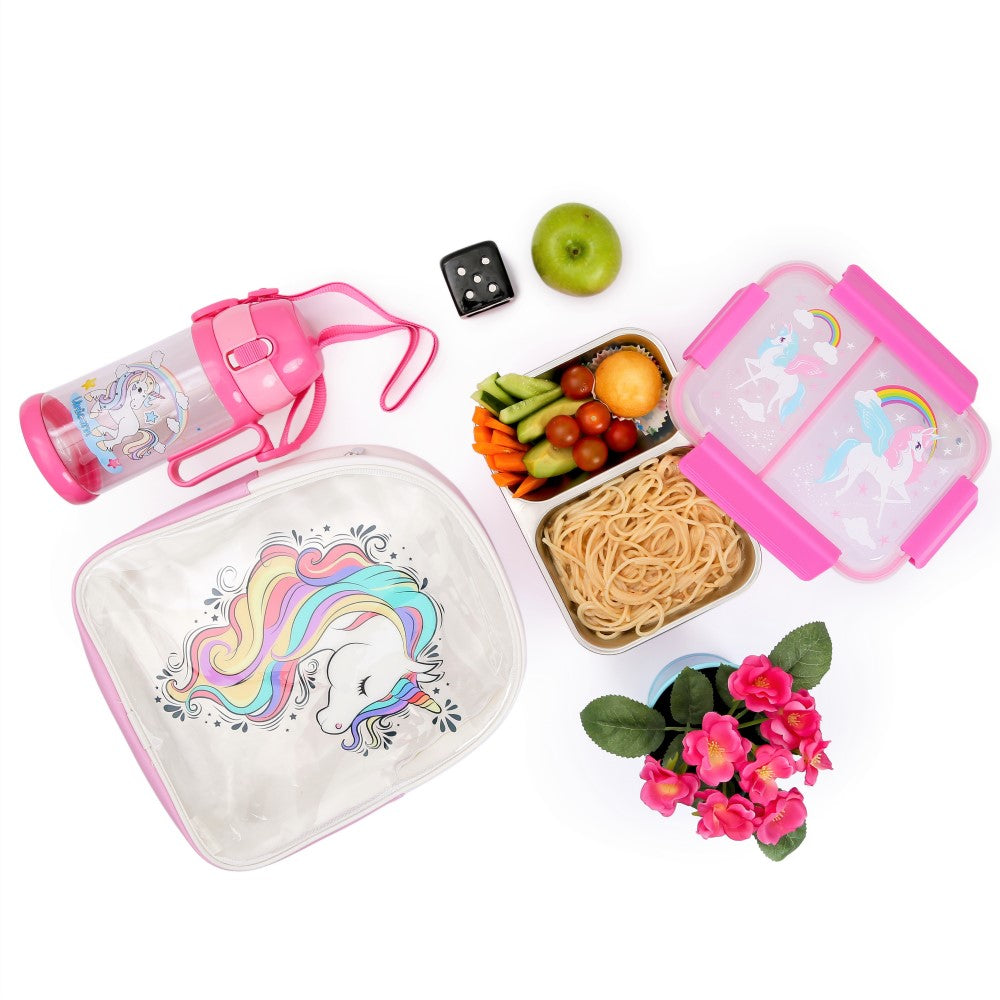 EAZY KIDS Steel Bento Insulated Lunch Box - Pink