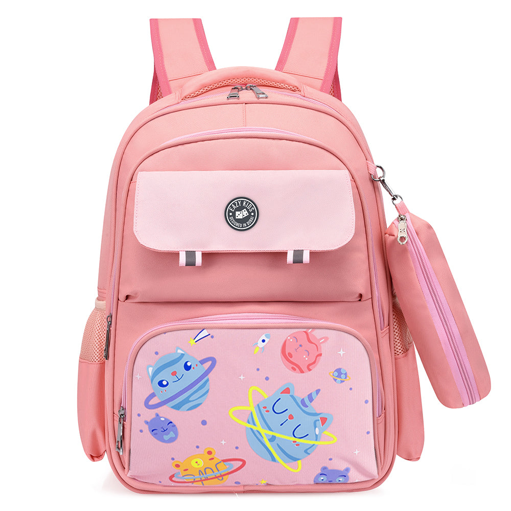 EAZY KIDS Unicorn Planet School Bag w/t Pencil Case - Pink