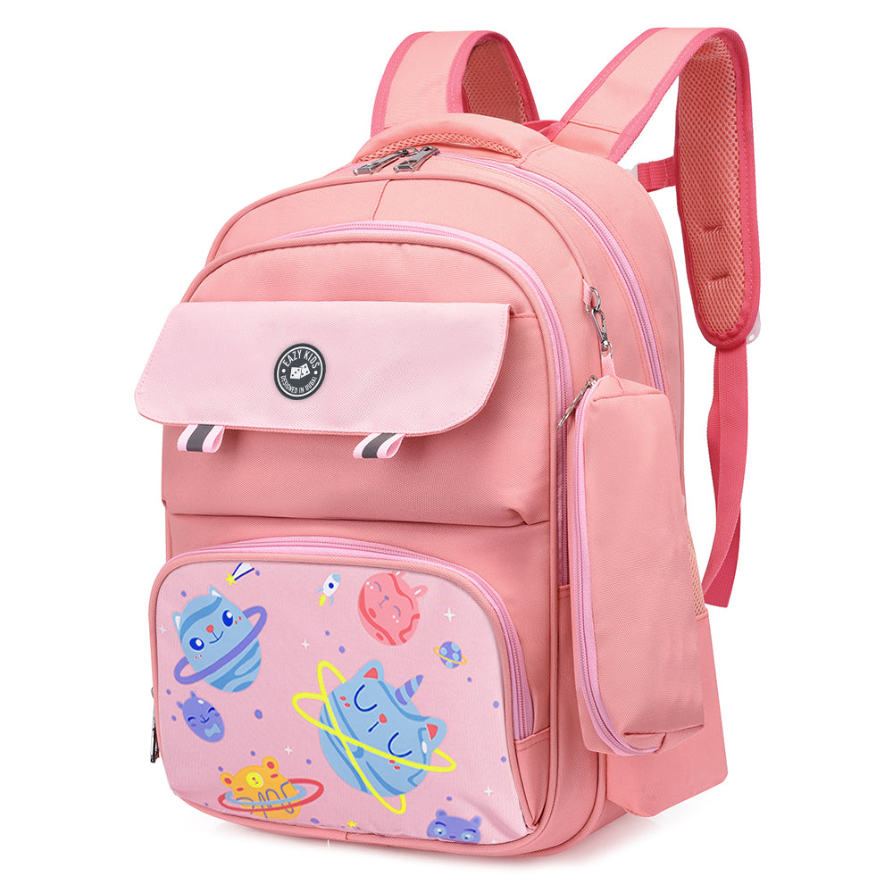 EAZY KIDS Unicorn Planet School Bag w/t Pencil Case - Pink
