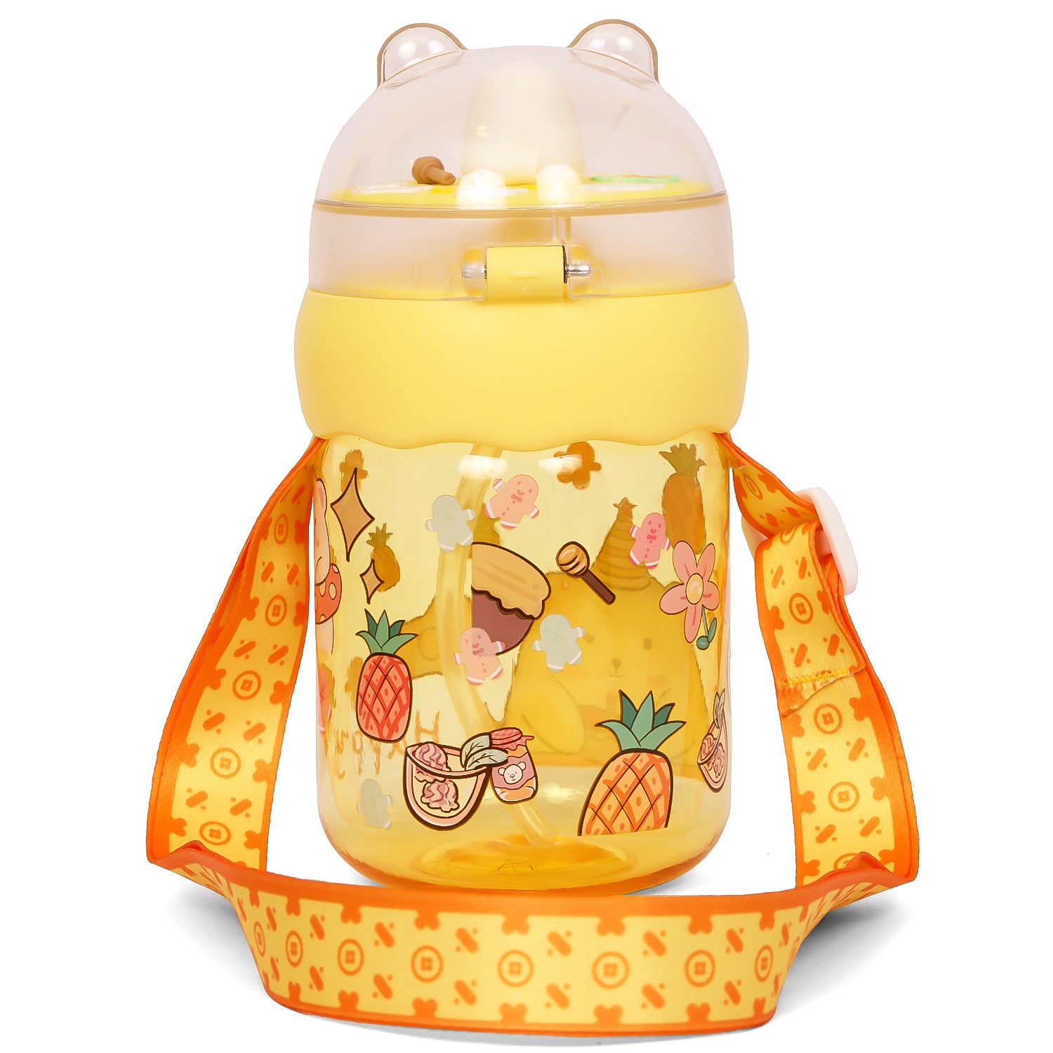 EAZY KIDS Water Bottle 580ml wt straw - Yellow