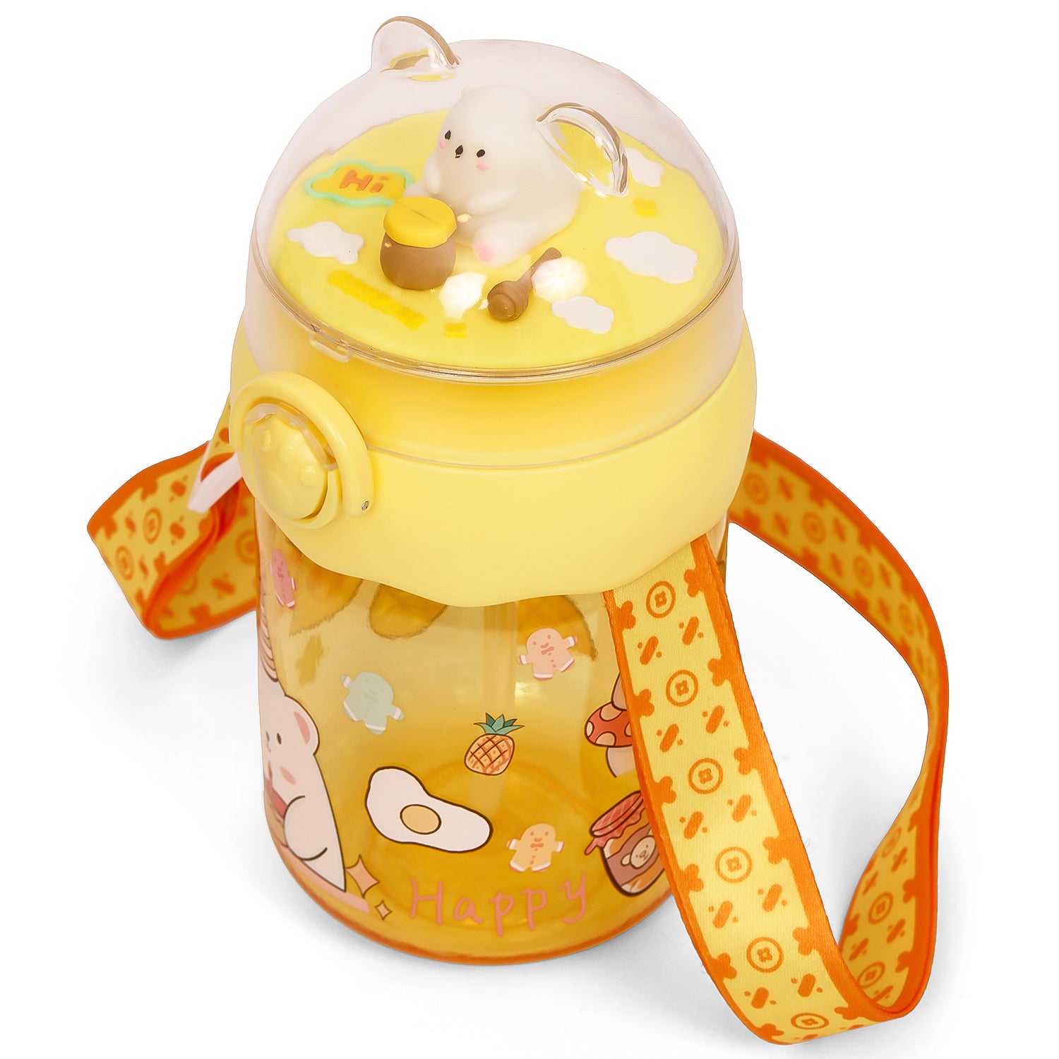 EAZY KIDS Water Bottle 580ml wt straw - Yellow