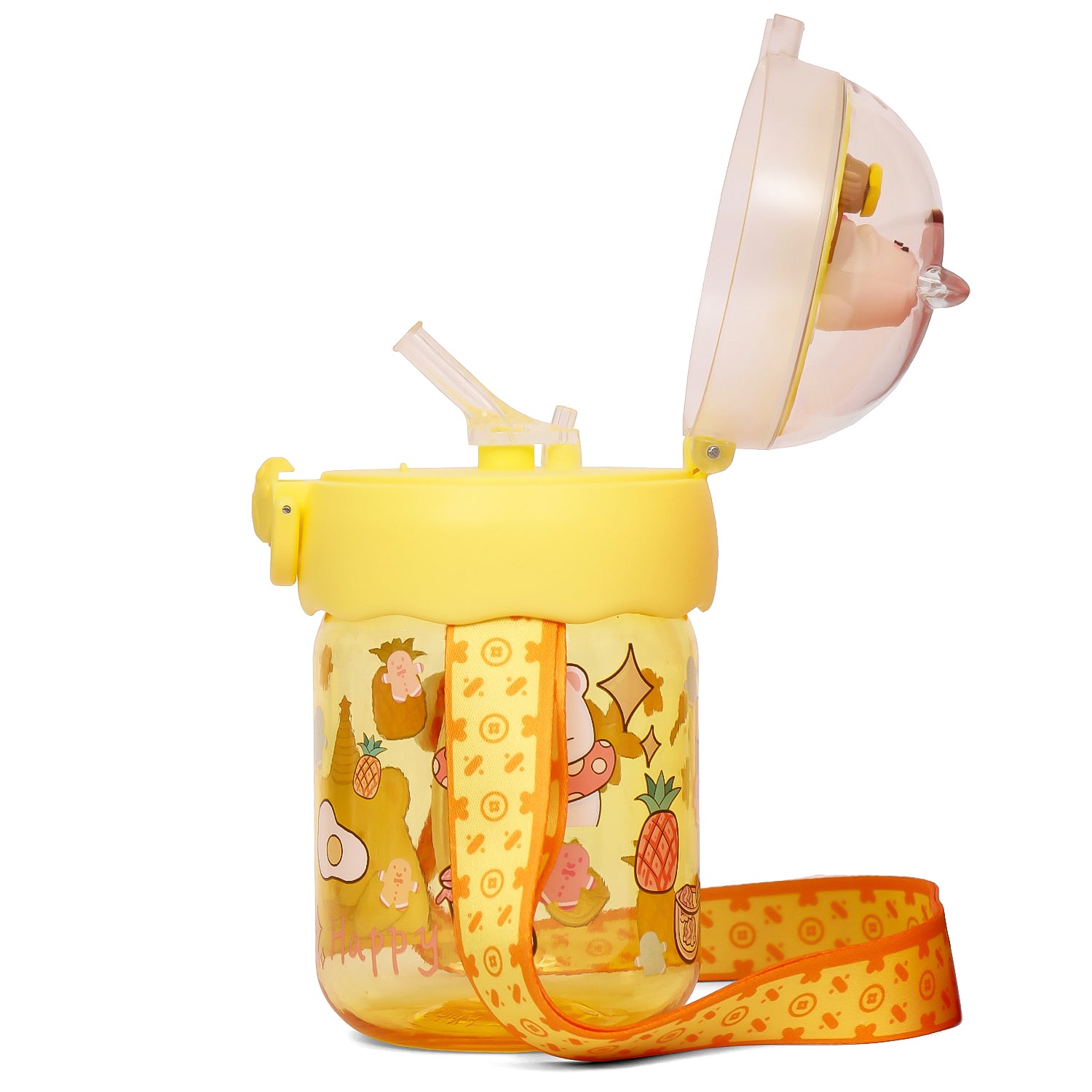 EAZY KIDS Water Bottle 580ml wt straw - Yellow