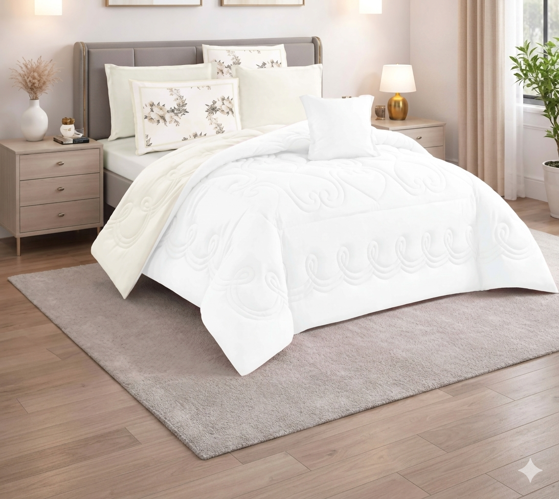 Oryzaa Living -Ultra Soft Luxury 6pcs King size Comfort Set-White