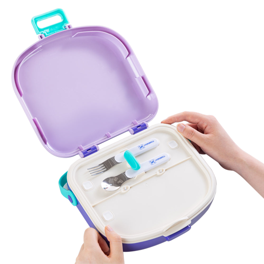 HYDROBREW 4 Compartment Bento Lunch Box w/Spoon & Fork Set - Lilac