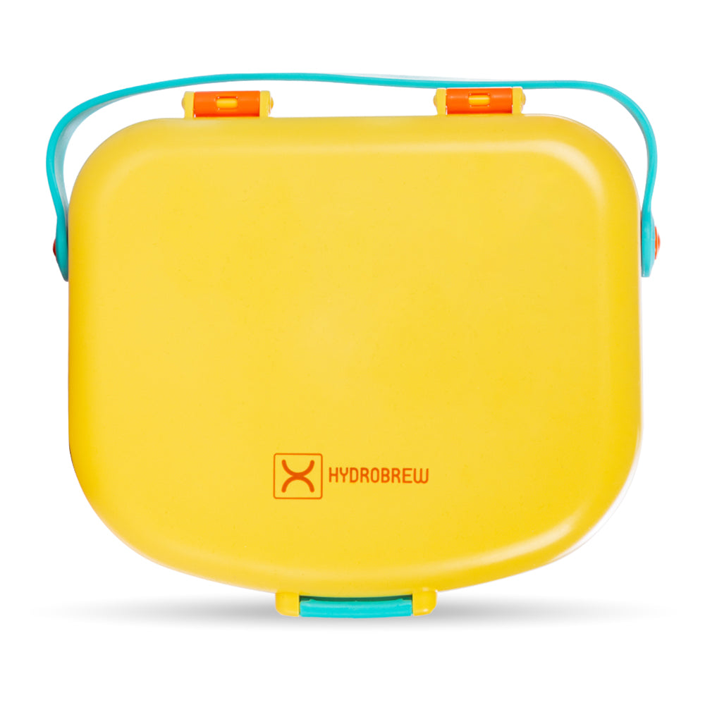 HYDROBREW 4 Compartment Bento Lunch Box w/Spoon & Fork Set - Amber