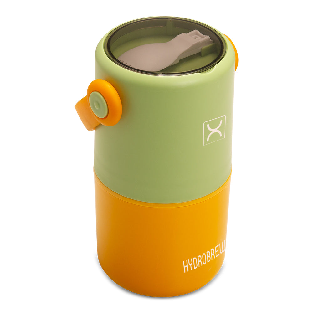 HYDROBREW Double Decker Stainless Steel Lunch Box w/Folding Spork - Sage and Amber